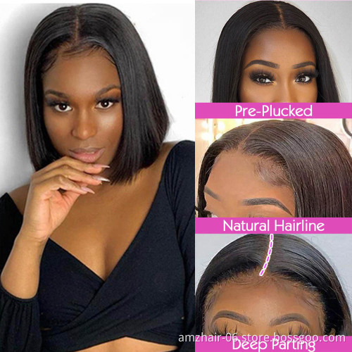YesWigs Cheap Natural Straight Short Bob Wig Raw Brazilian Virgin Human Hair Full Hd Lace  Frontal Closure Wig For Black Women